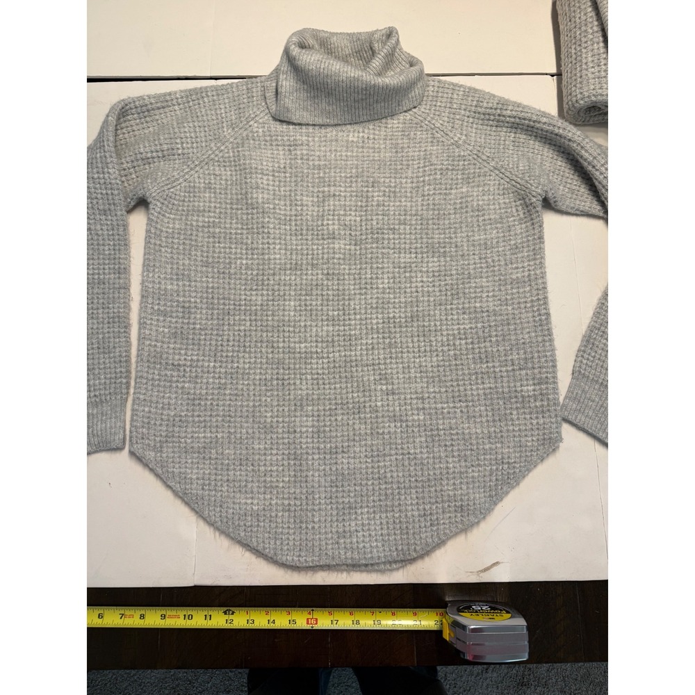 Kuhl Womens Gray Waffle Knit Turtleneck Sweater Curved Hem Large